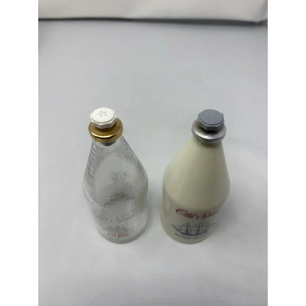 Vintage Old Spice Original Musk Milk Glass After Shave 4.25oz Star Tops Empty